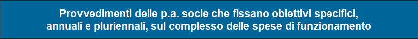 Provvedimenti delle p.a. socie che fissano obiettivi specifici,
annuali e pluriennali, sul complesso delle spese di funzionamento